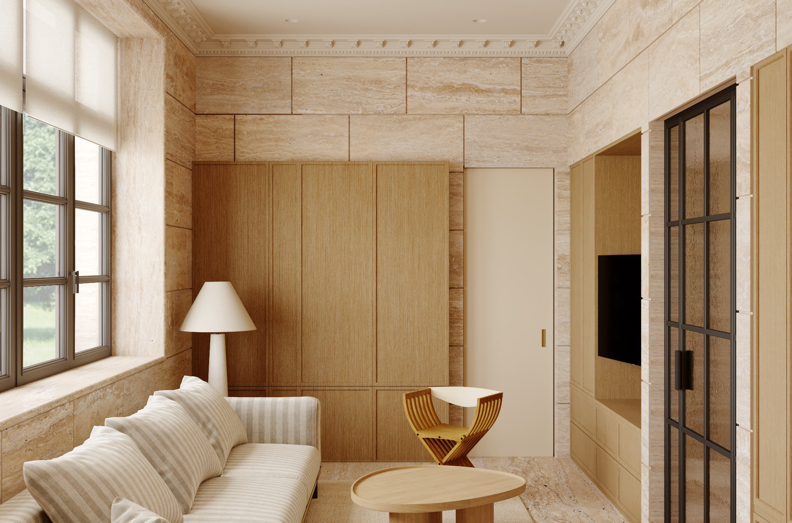 Травертин в spa-зоне в интерьере дизайнера Екатерины Фёдоровой