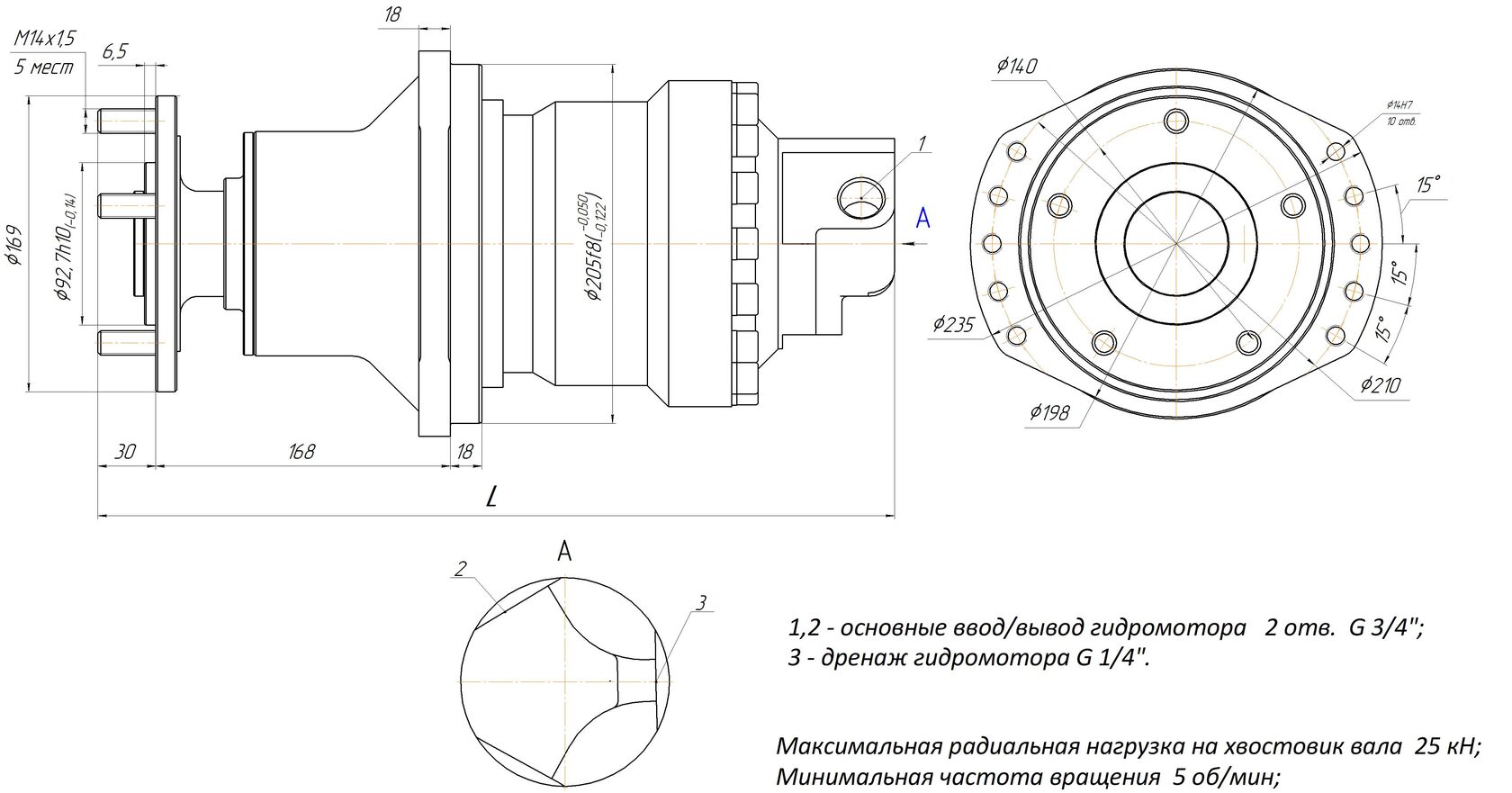 Габаритные и присоединительные размеры ГВЗ.001.000КО