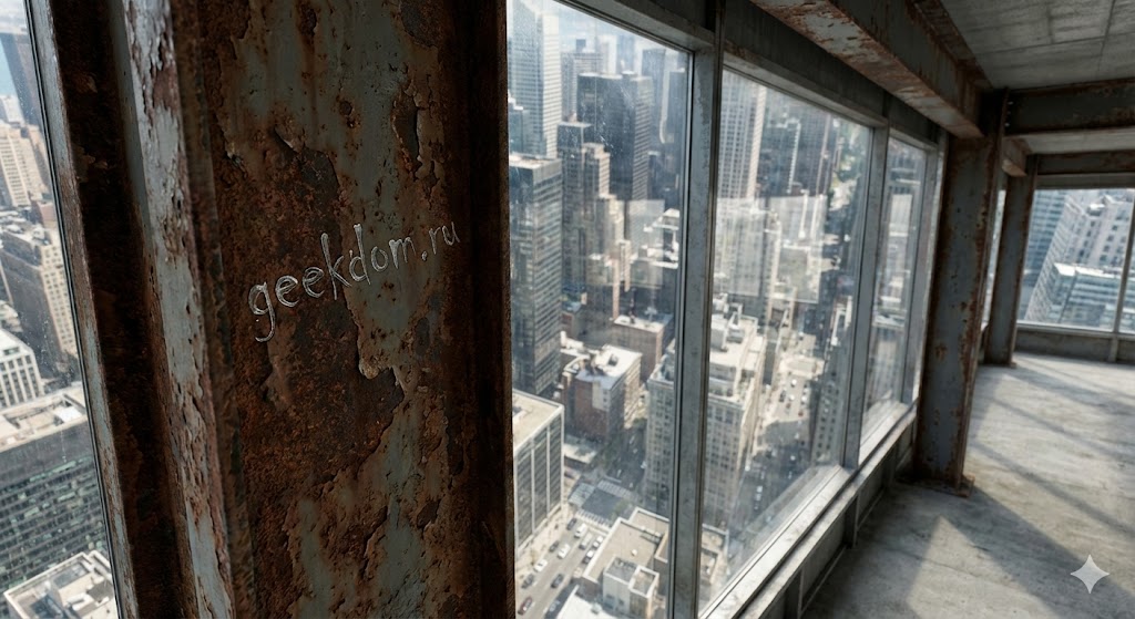 Вид на мегаполис через панорамное окно высотки