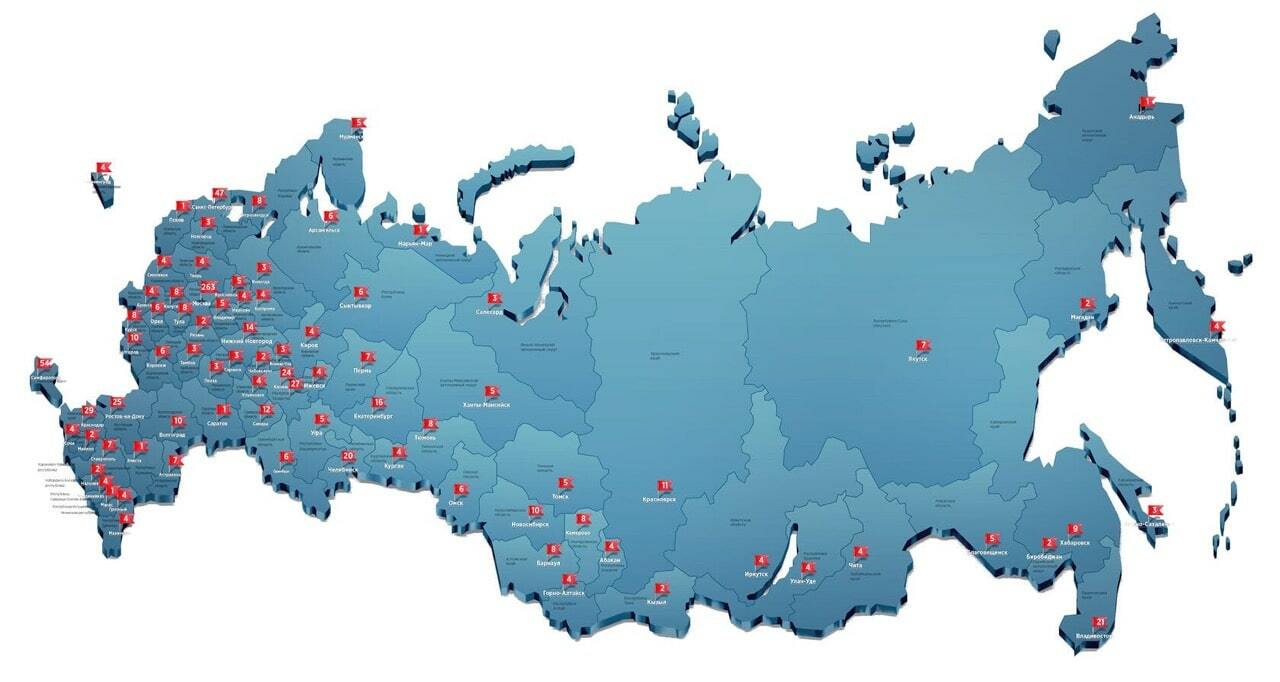 Карта россии без названий городов