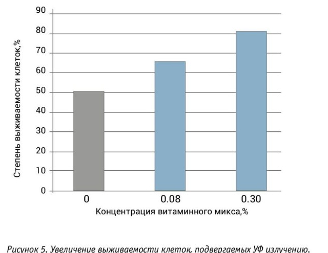 Увеличение выживаемости клеток при использовании витаминного комплекса