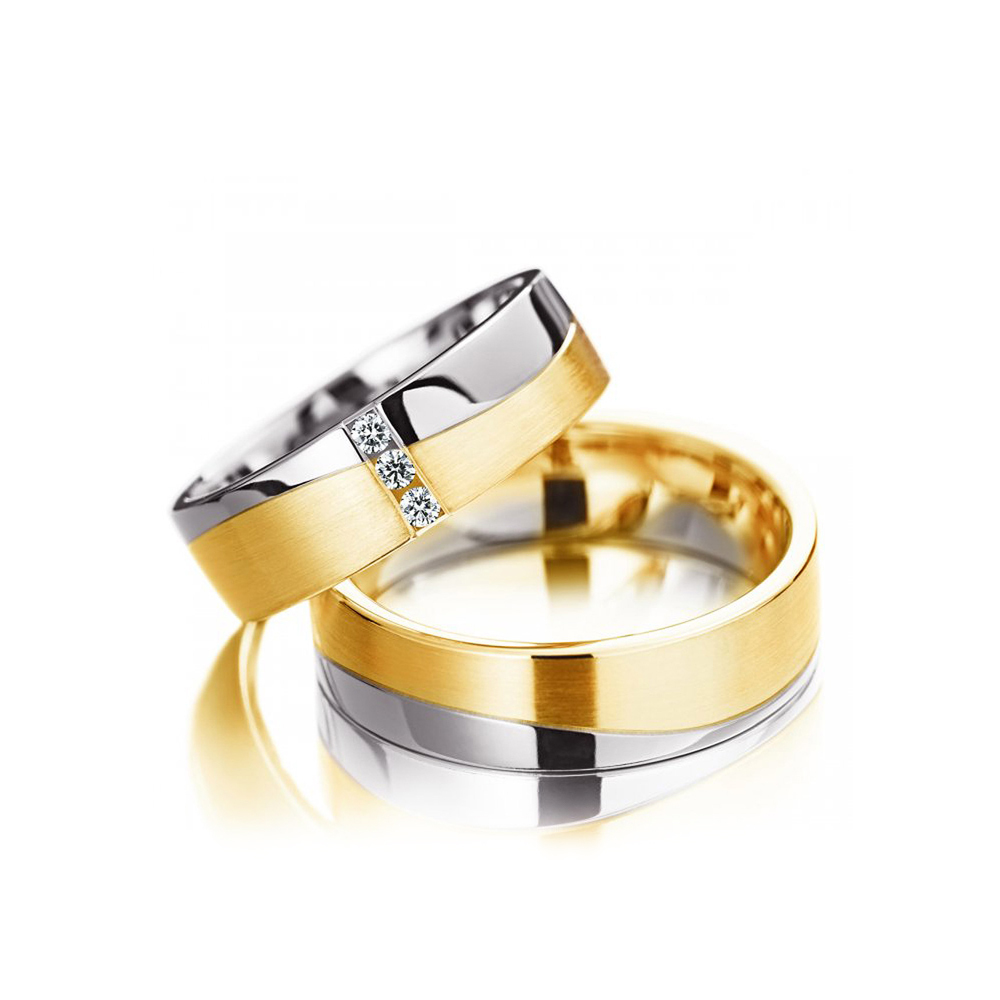 Обручальные кольца парные золотые 585 белое и желтое золото
