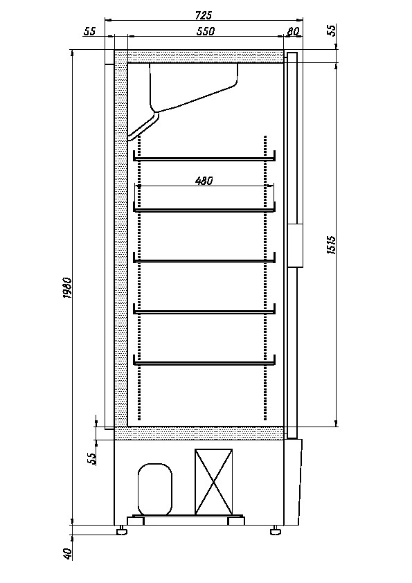 Шкаф Ариада / Ariada со стеклянными дверями РАПСОДИЯ R 700LS чертёж