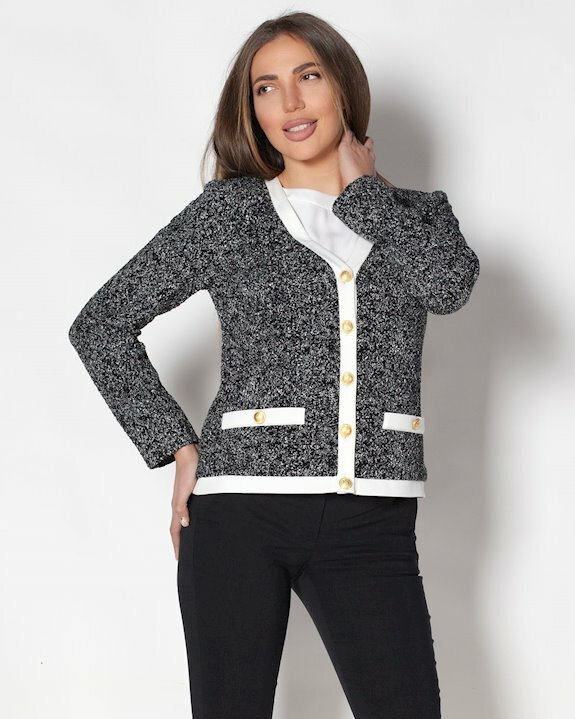 Спорно-елегантно дамско сако / жилетка в стандартни и големи размери, подходящо за зимата. 