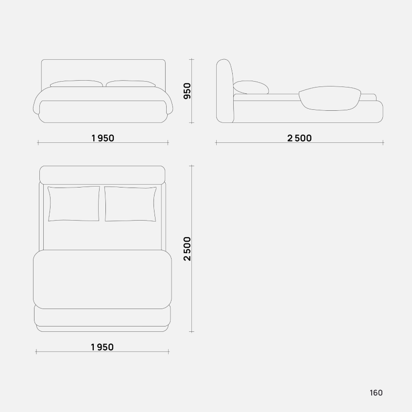  Современная двуспальная кровать Fly от Simple Form с мягким изголовьем и изножьем, выполненная в минималистичном стиле.
