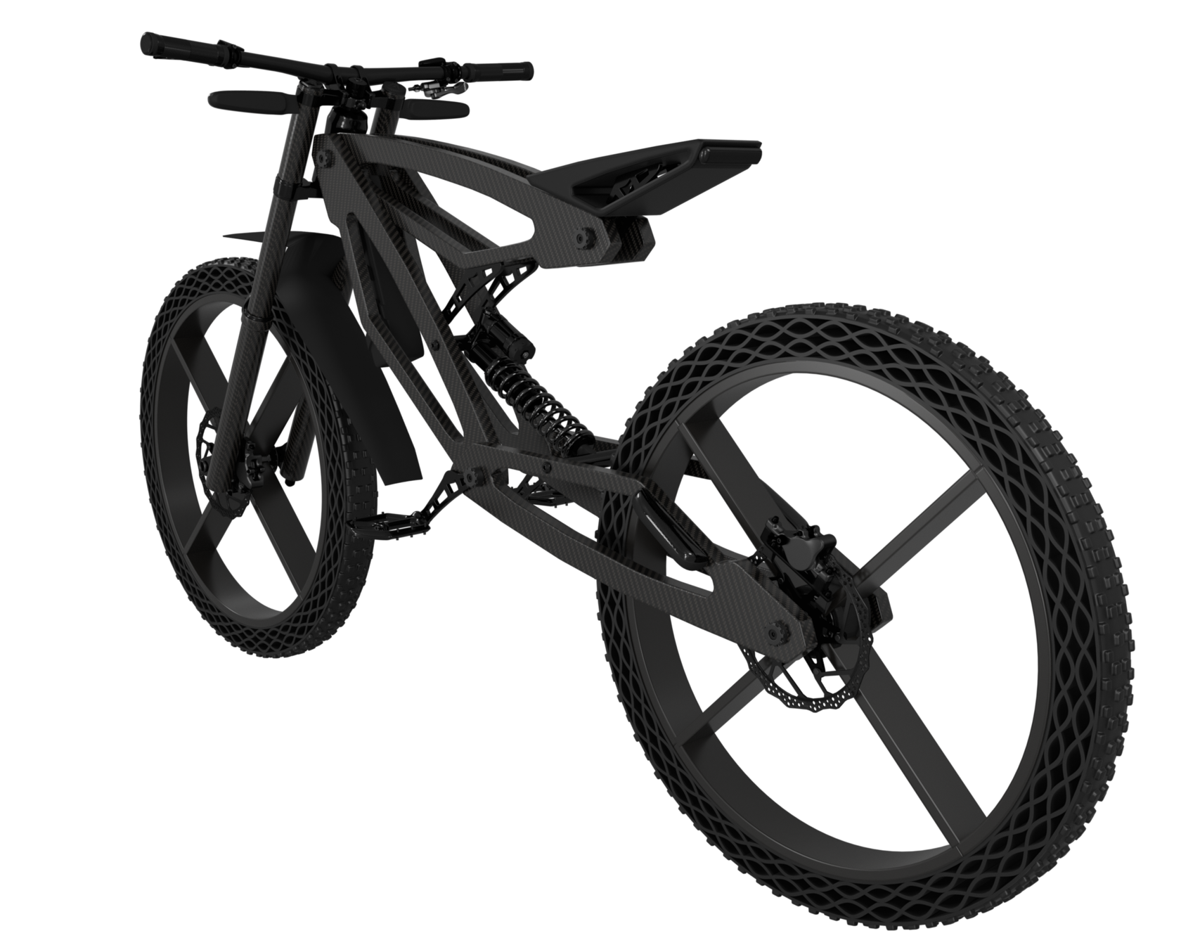 Мотобайк на безвоздушных шинах сзади