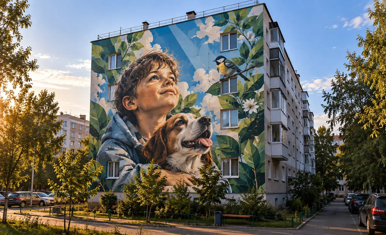 Роспись пятиэтажного дома