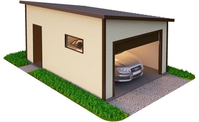 Гараж для одного автомобиля односкатный