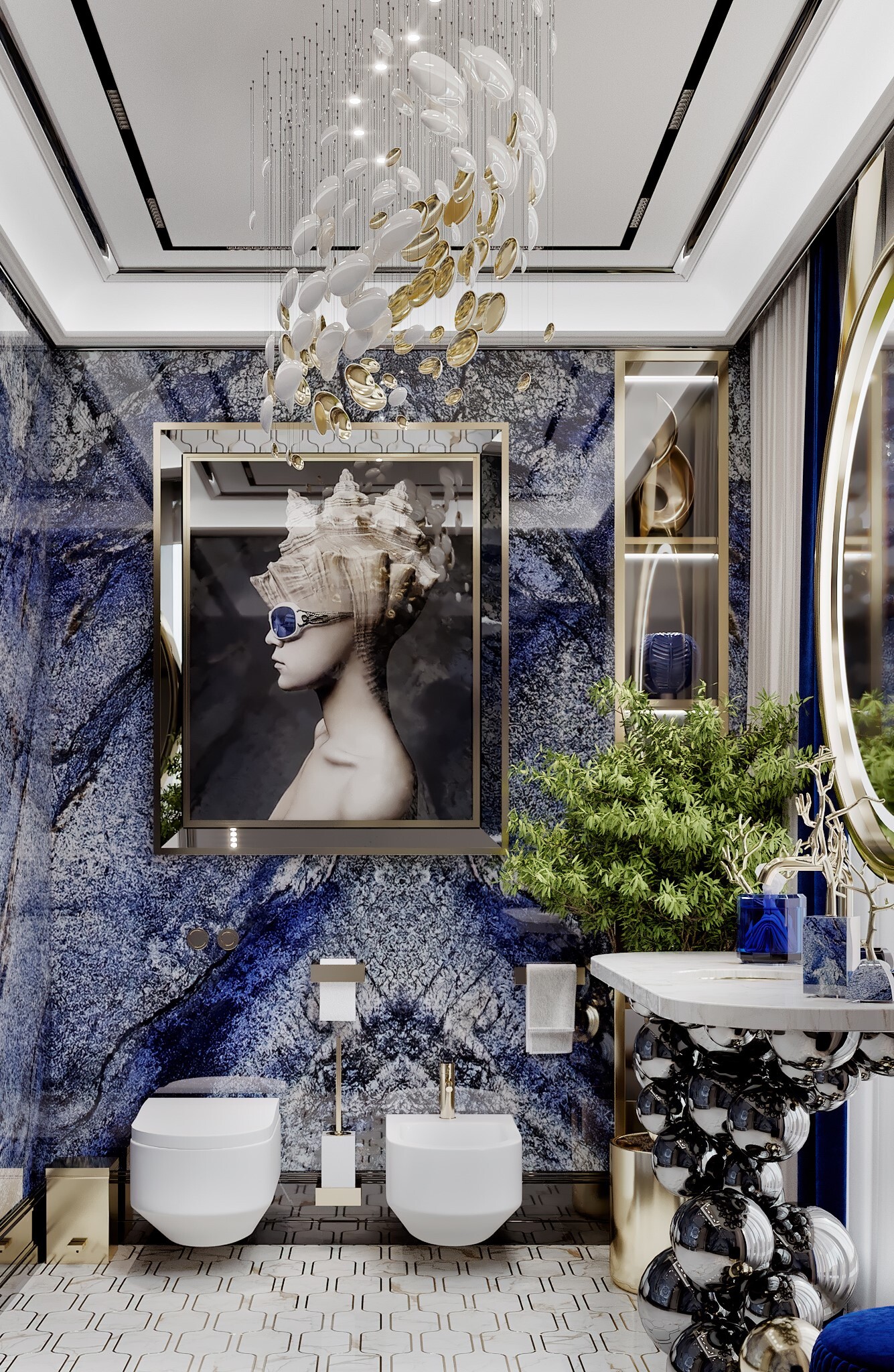 Дизайн интерьера гостевого санузла в стиле ар-деко