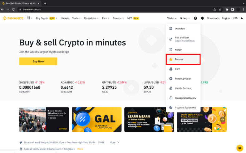 Instructions to transfer funds to your Binance Futures wallet