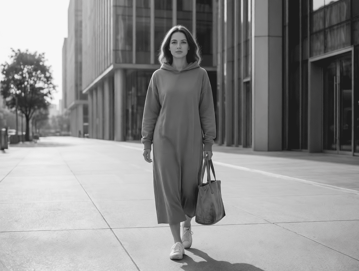 Женская худи-платье с капюшоном