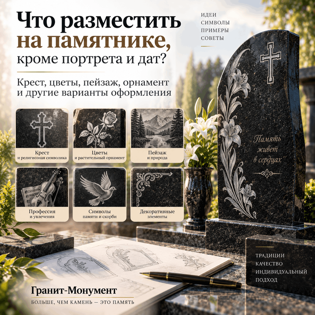 виды оформления памятников