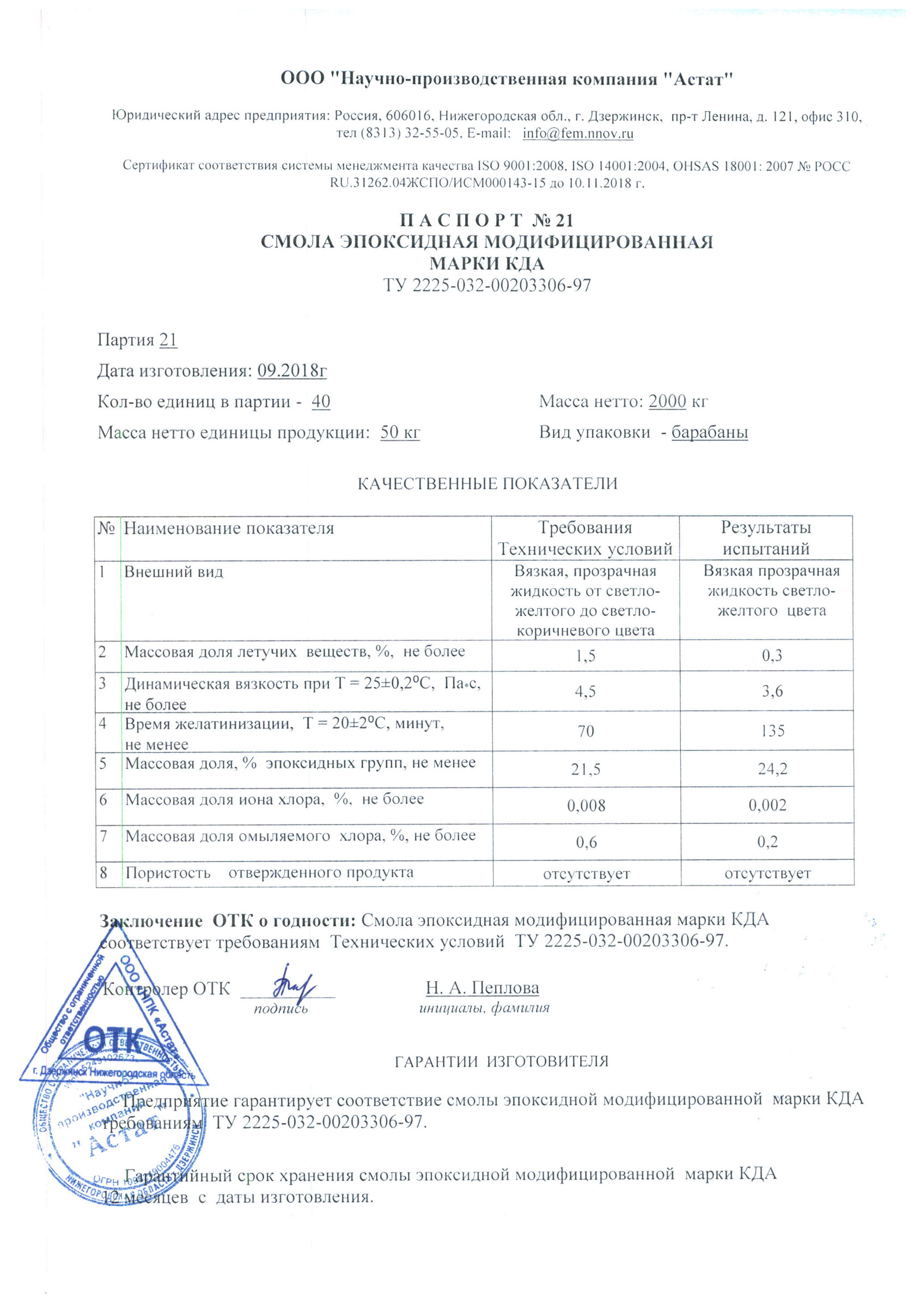 Паспорт качества на профлист