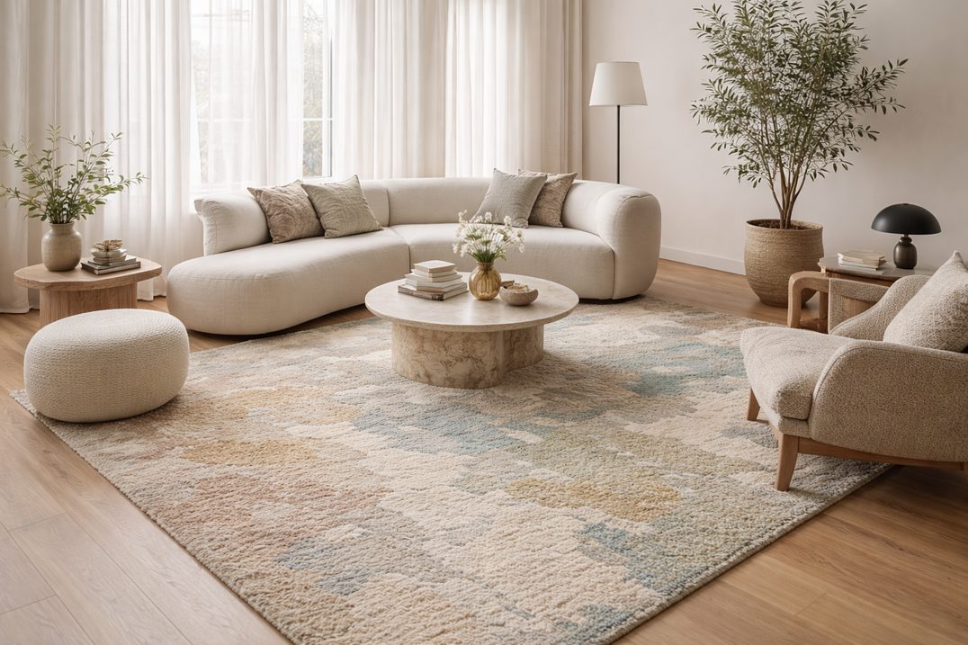 Custom rug in a residential living room