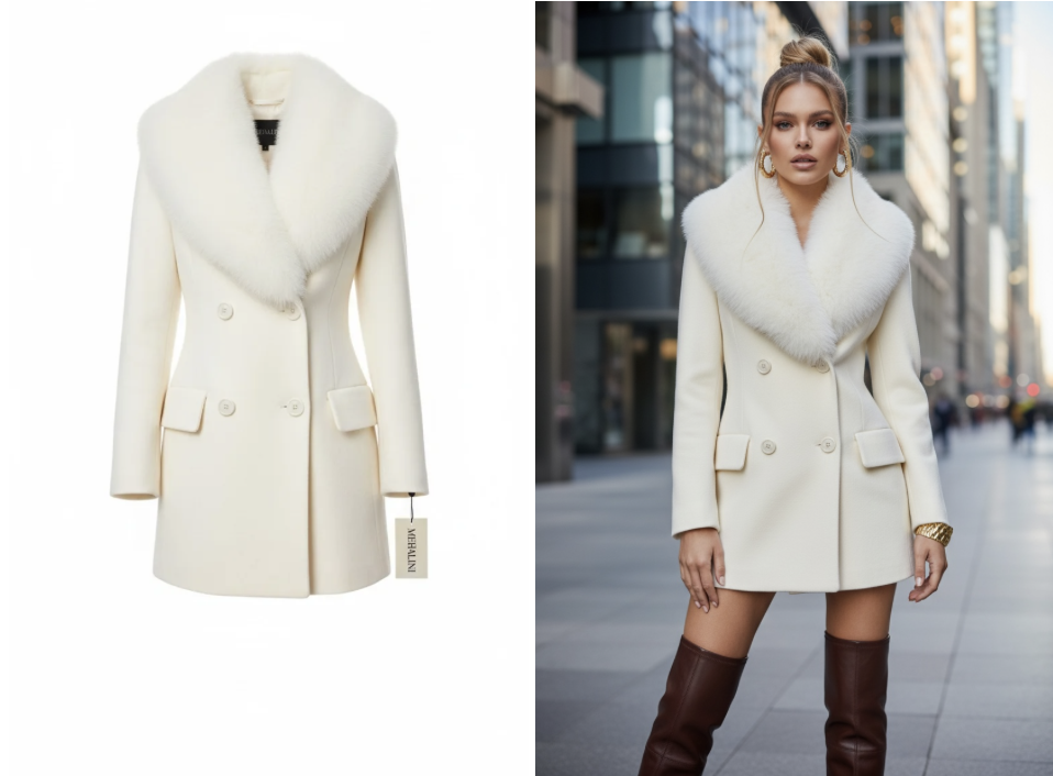 женское пальто с меховой отделкой 2026