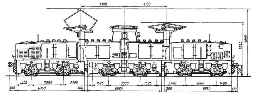 Промышленный электровоз 26Е (26Ем) чертеж