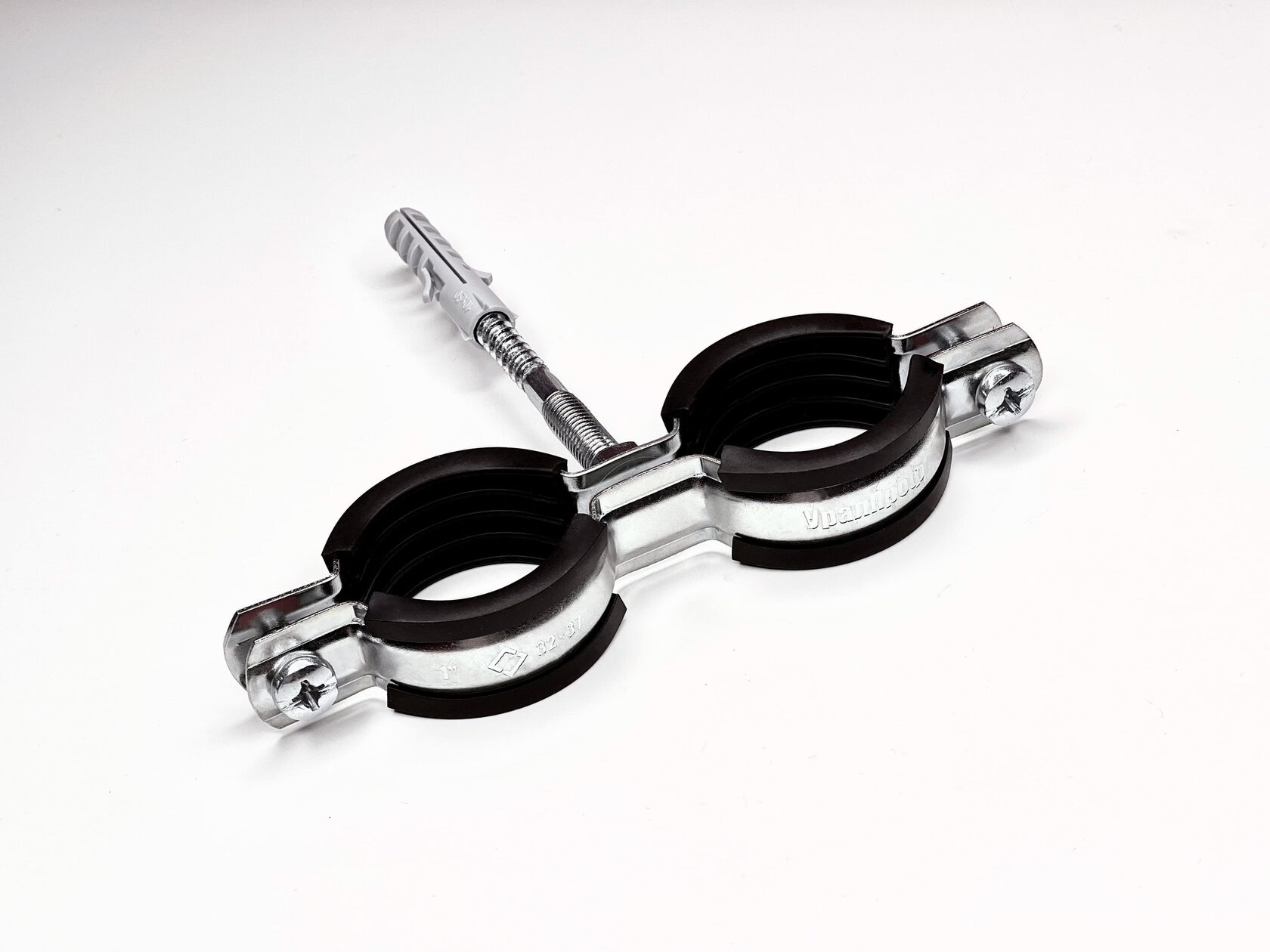 Двойной хомут для труб stout sac-0020-200001 1"(32-35). Крепление труб к стене проходная регулировка 25 мм цвет хром. Крепления труб декоративное. Хомут трубный 1. Хомут трубный 25-28 3/4" м8.