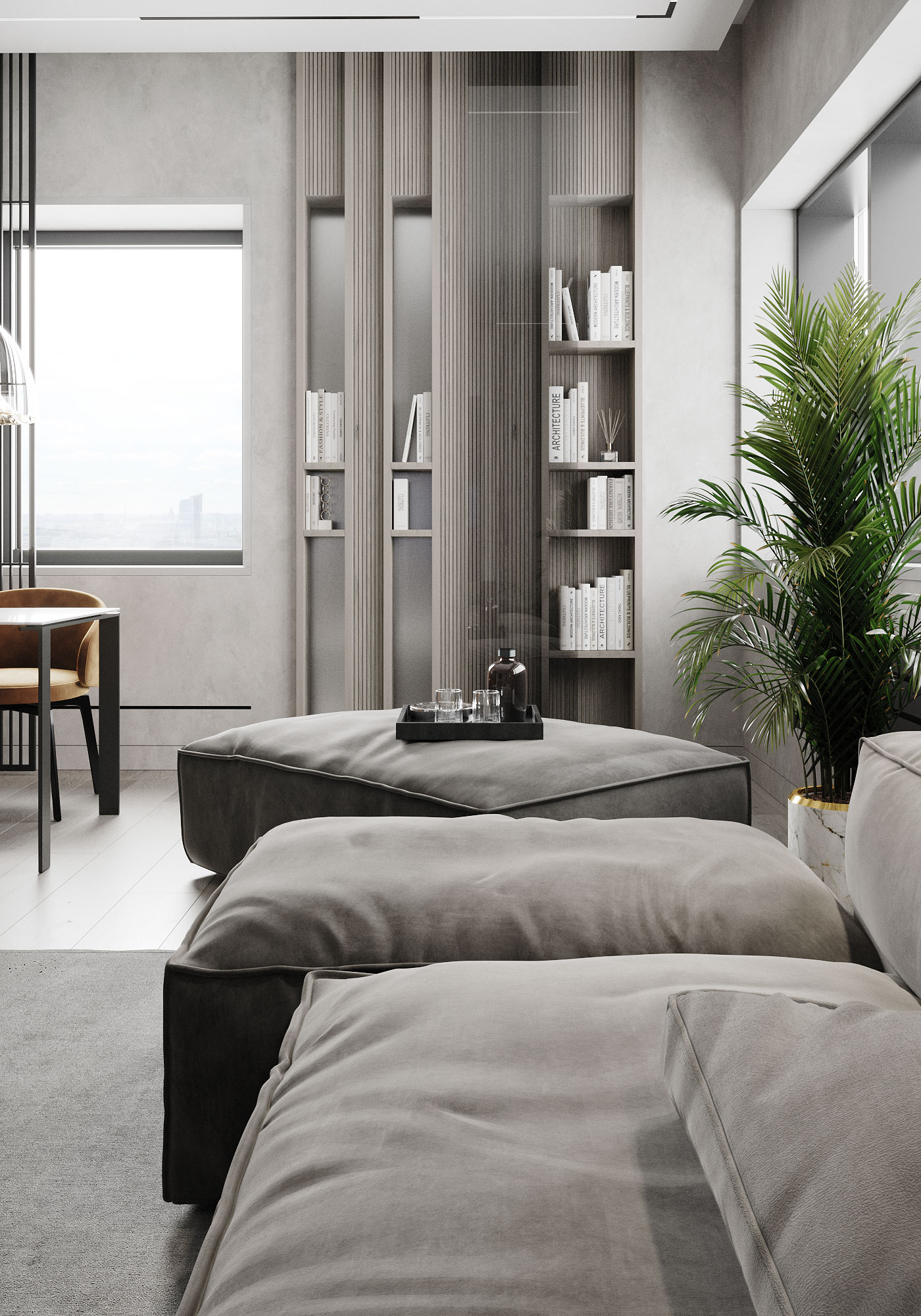 Гостиная с библиотекой