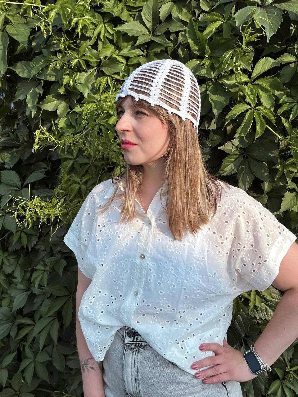 Шапочка крючком летняя