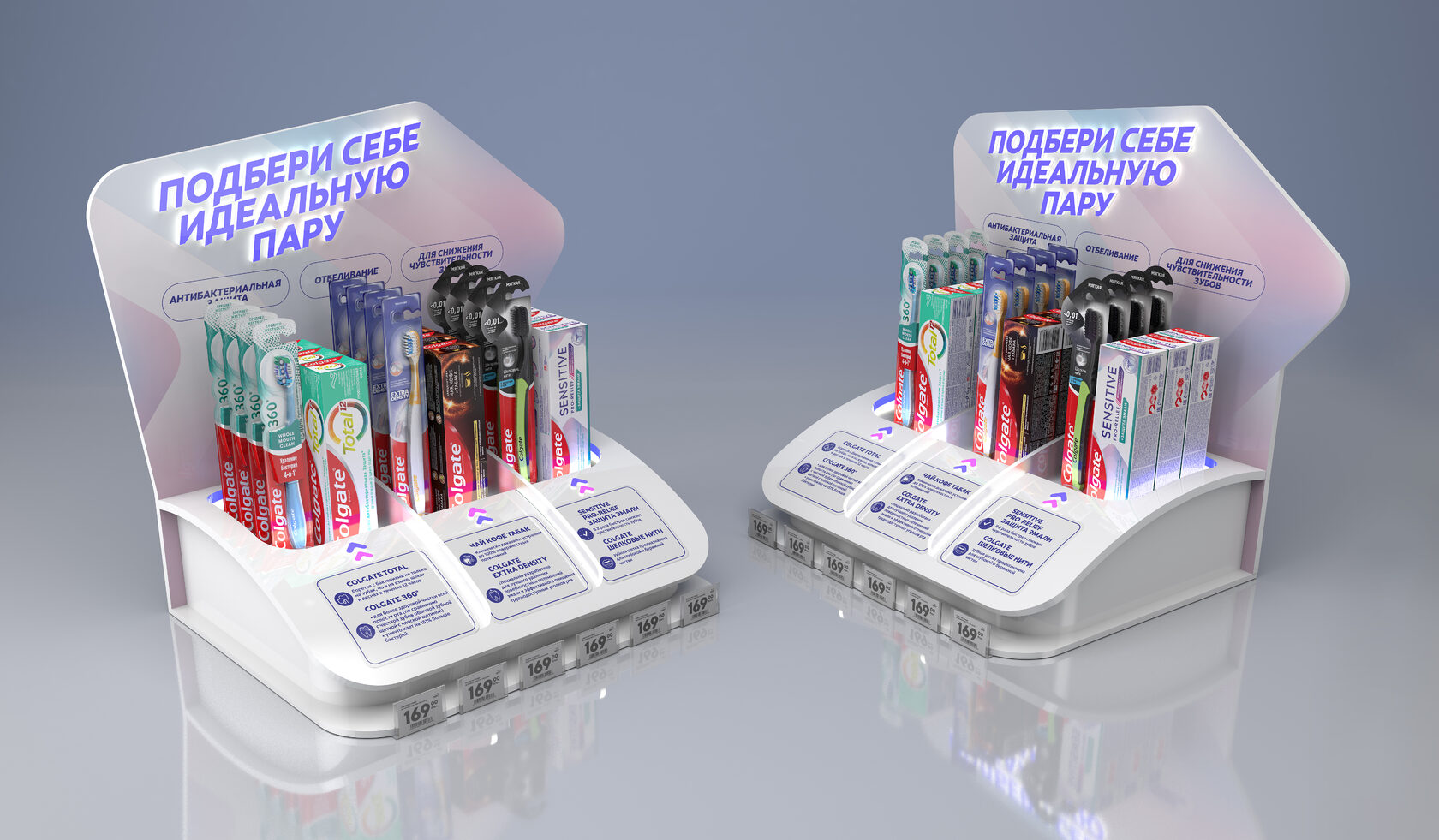 Дизайн полочного дисплея Colgate для сети Магнит-Косметик