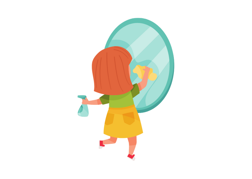 Clean the mirror — мыть зеркало