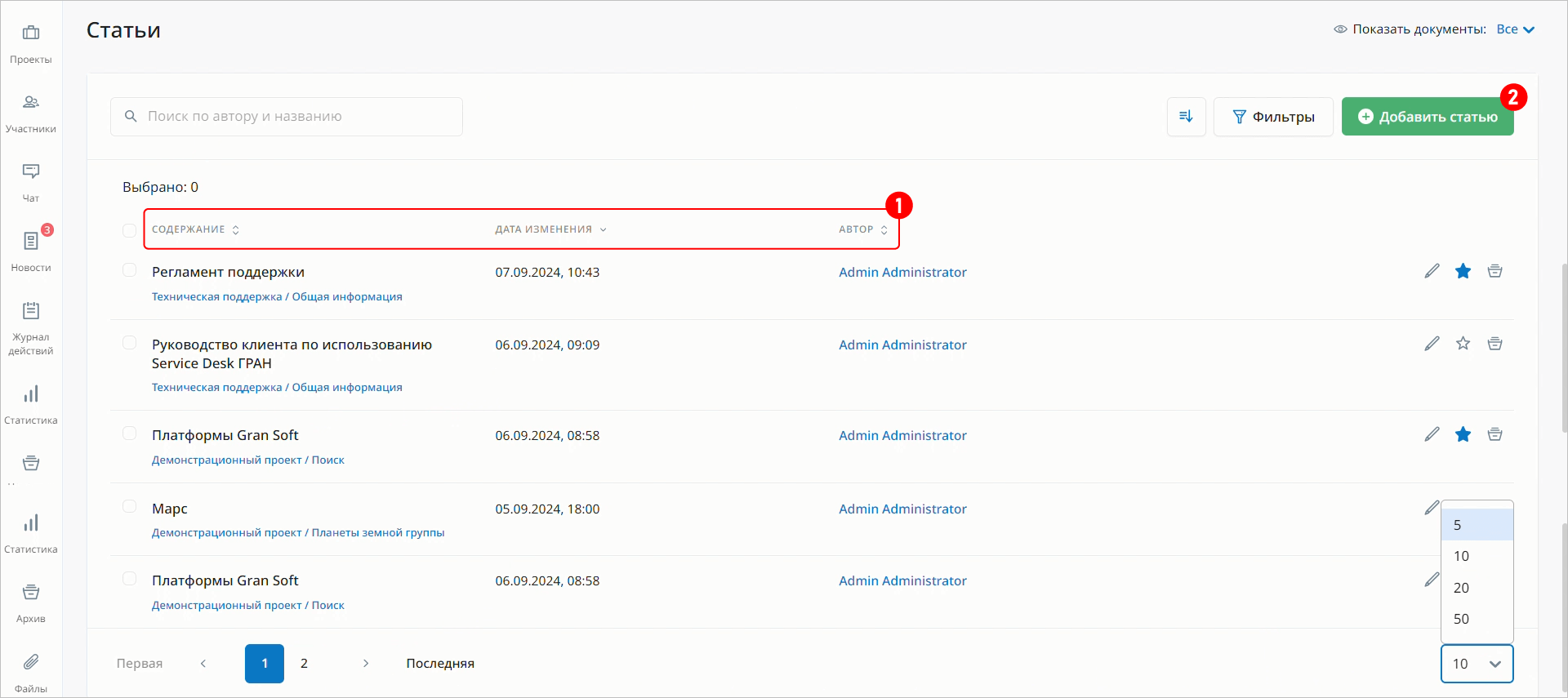 Статьи в KMS Gran