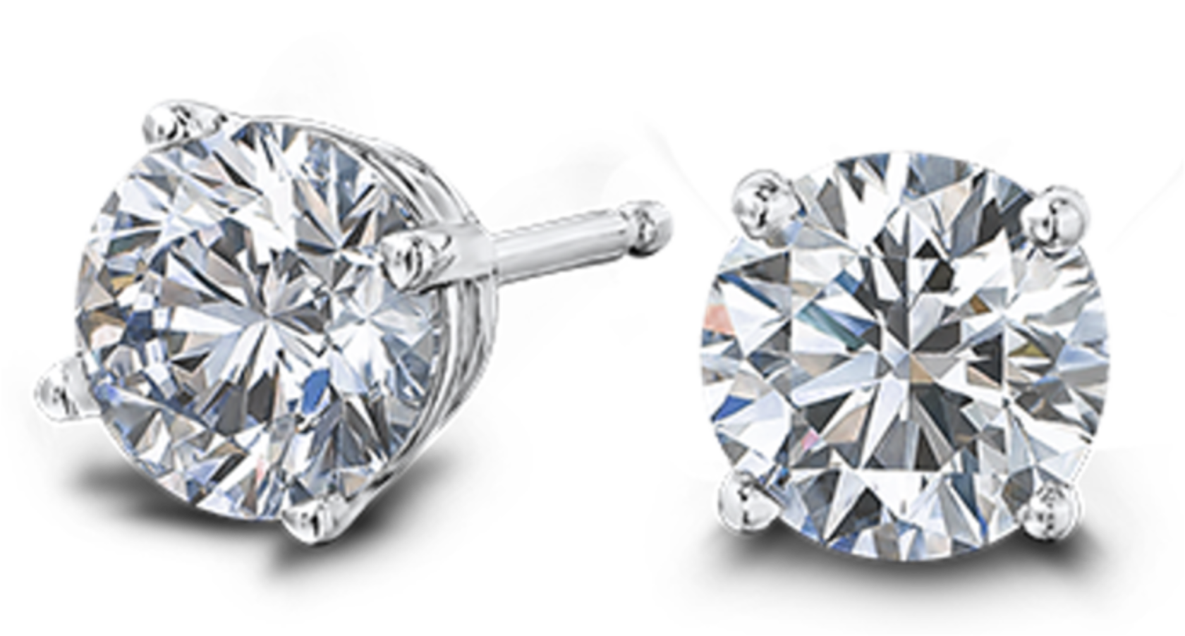 пусеты гвоздики с одним круглым бриллиантом