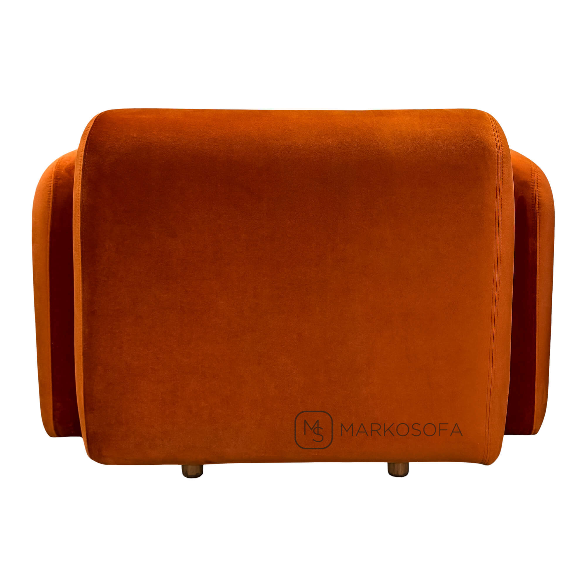 Копия кресла Swell от Normann Copenhagen на заказ от фабрики мебели Марко Софа в обивке из рыжего велюра