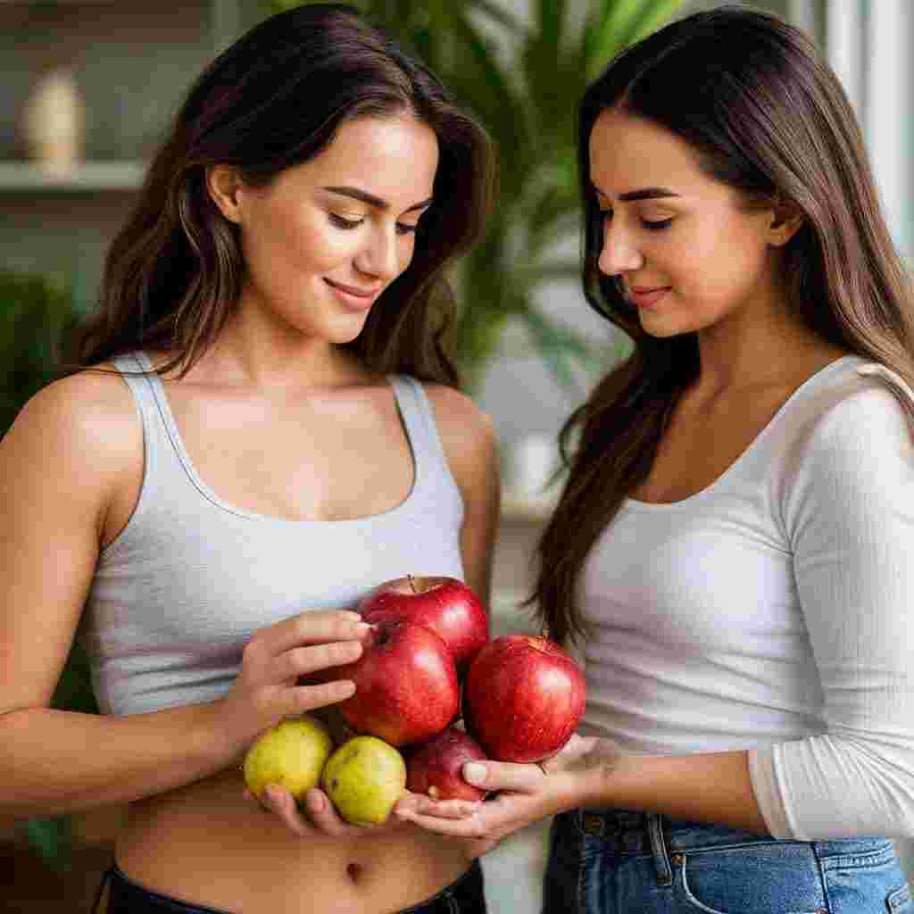 Женщина с ПП-тарелкой в руках и рулеткой на талии — символ сбалансированного похудения