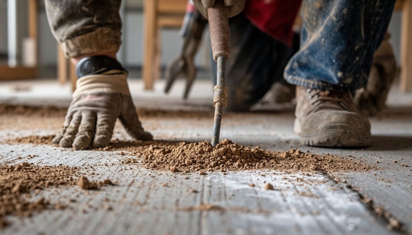 Определение адгезии ремонтных смесей и стяжки пола