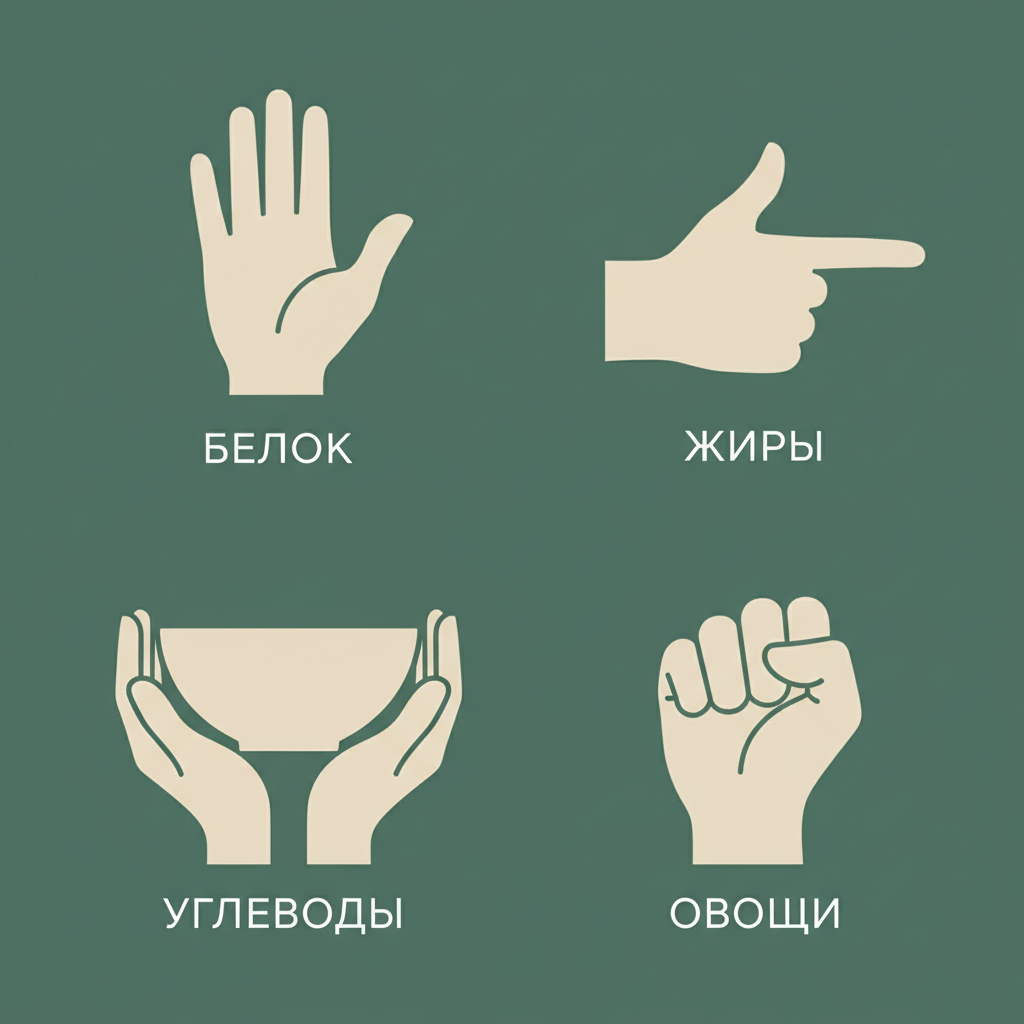 Определение размера порций БЖУ с помощью рук