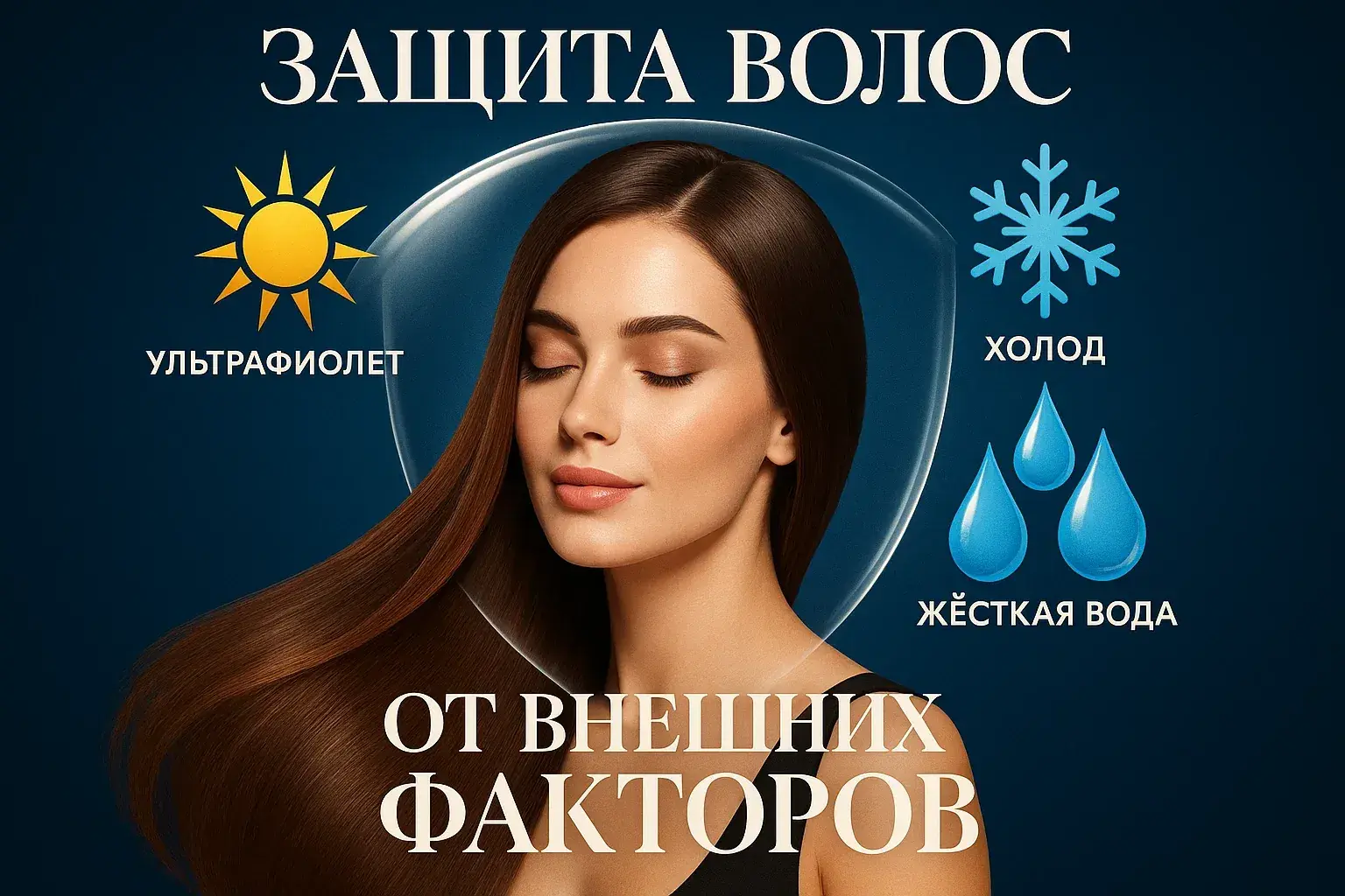 Защита волос от ультрафиолета, холода и жёсткой воды.