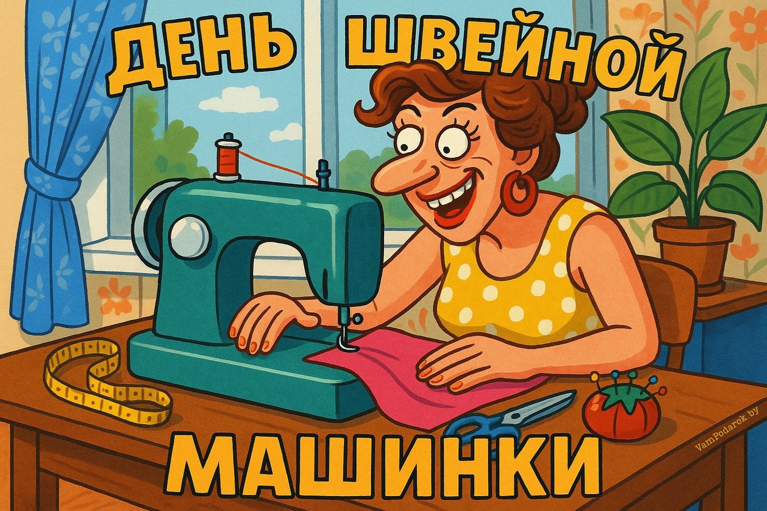 День швейной машинки – открытка