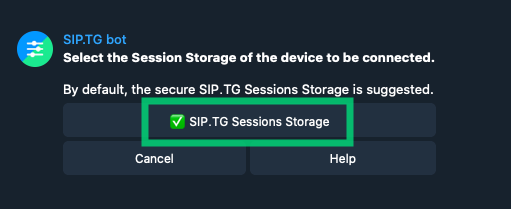 Setting up session storage Telegram-accounts for connecting a gateway for calls to SIP-PBX