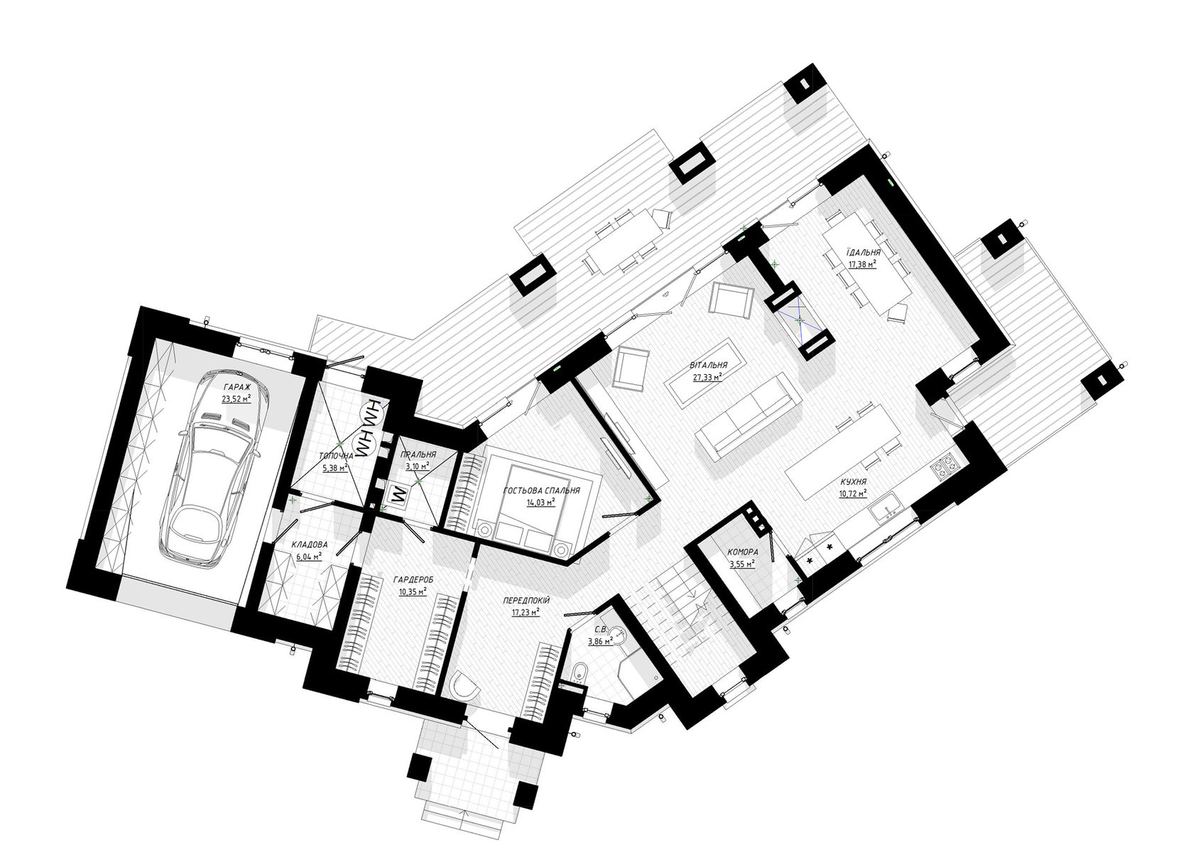 План первого этажа частного дома