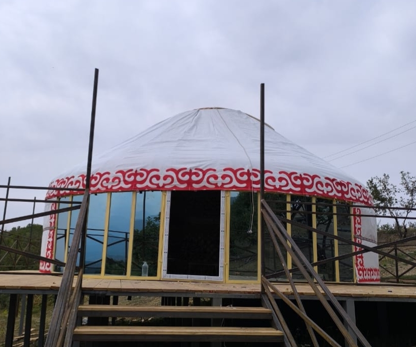 Юрта 7 метров с остеклением в пол, утепленная войлоком