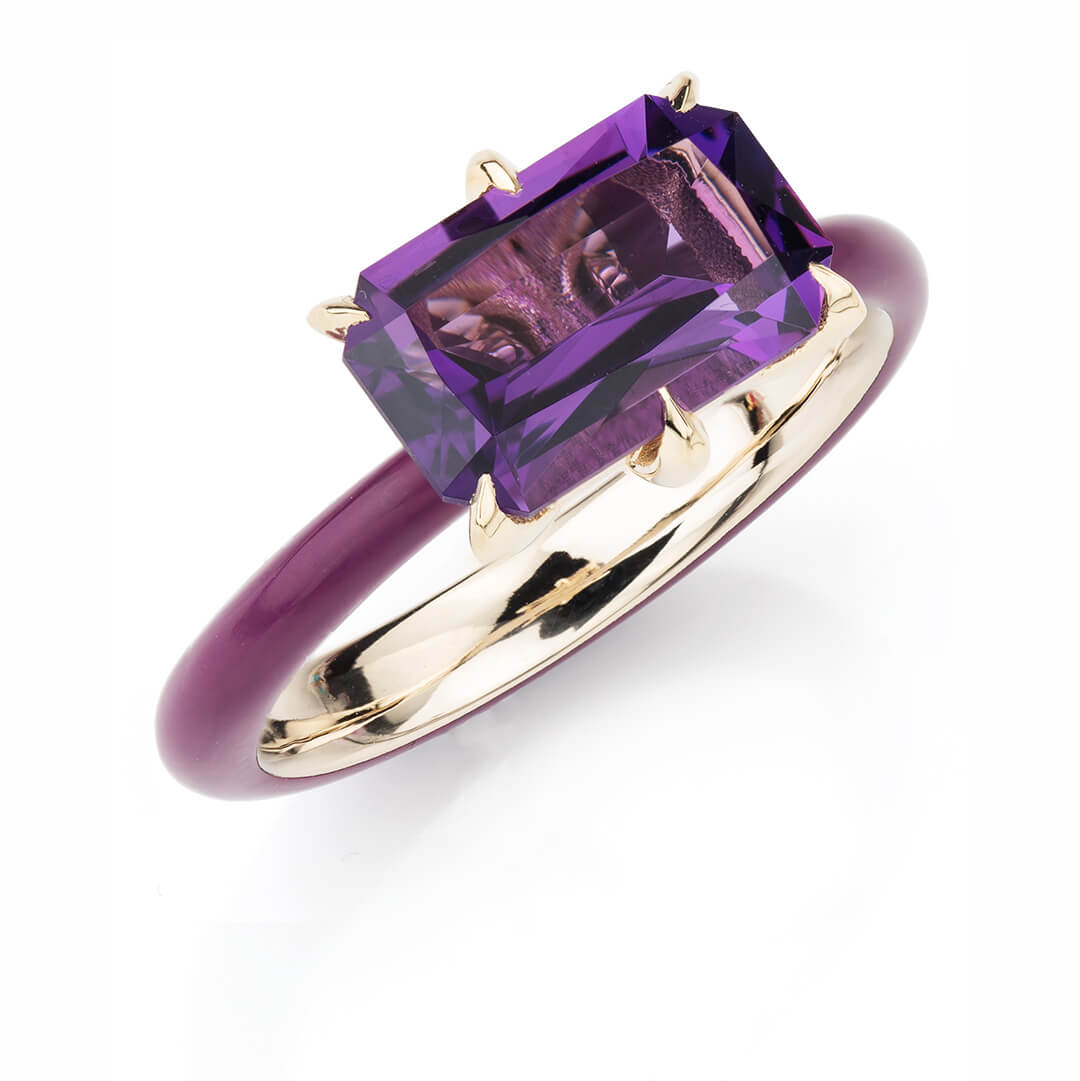 Кольцо с аметистом и керамикой 
