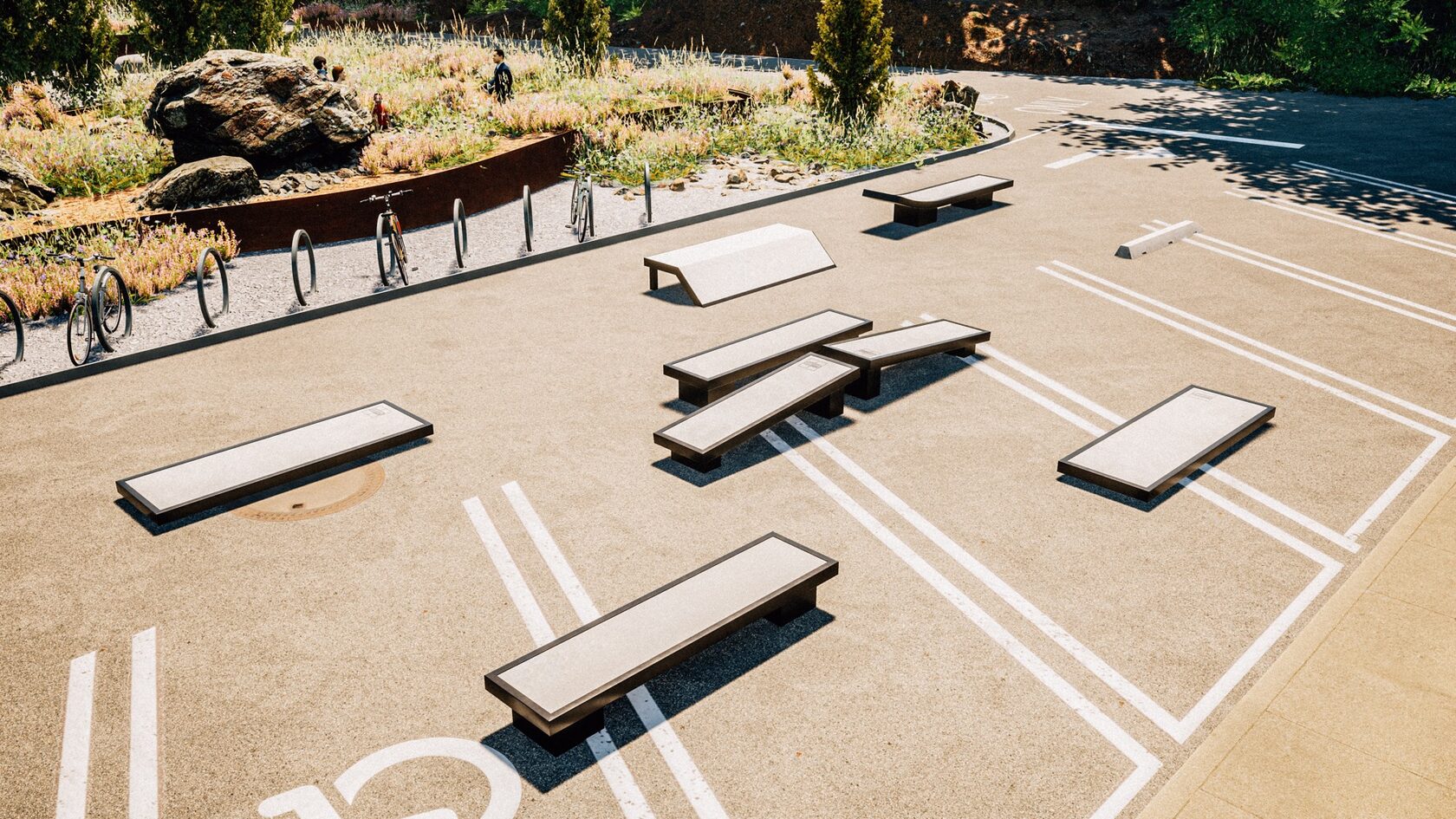 скейт парк на парковке