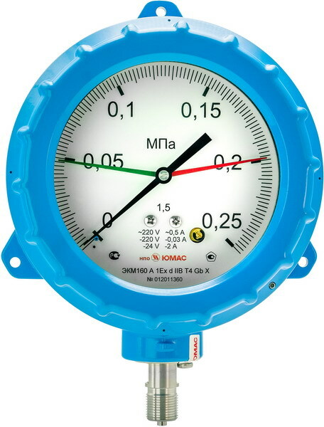 Электроконтактный манометр 0 1 мпа. ЭКМ-160. ЭКМ электроконтактный манометр взрывозащищенный. Манометр электроконтактный ЭКМ-160 (0...0,6 МПА). Манометр экм160авм-1,0 МПА-1exdiibt4-КС.