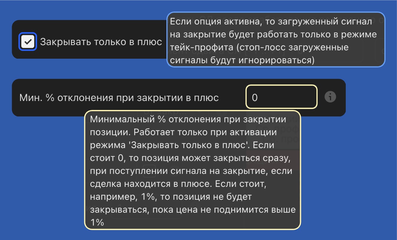 Закрывать только в плюс