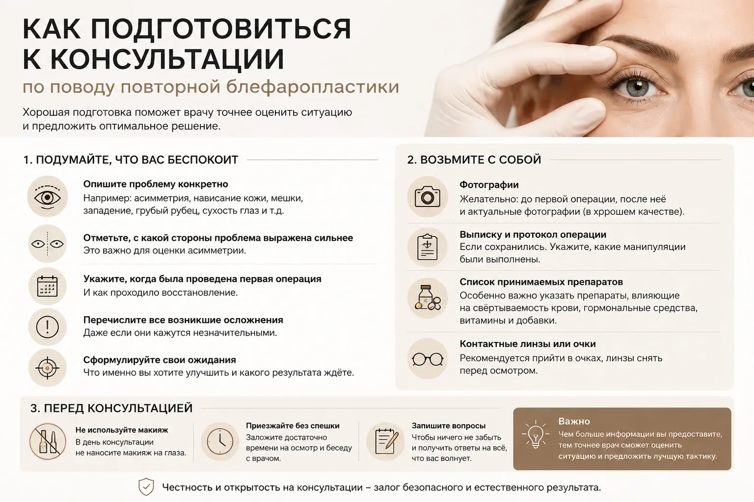Как подготовиться к консультации по поводу повторной блефаропластики