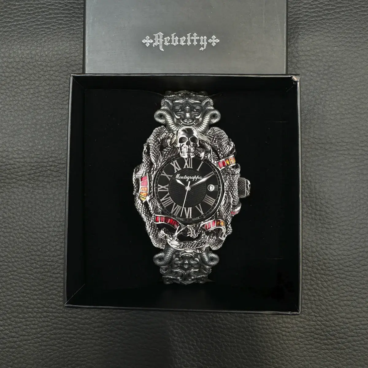 Ремешок из серебра с черепом для часов Montegrappa Chaos