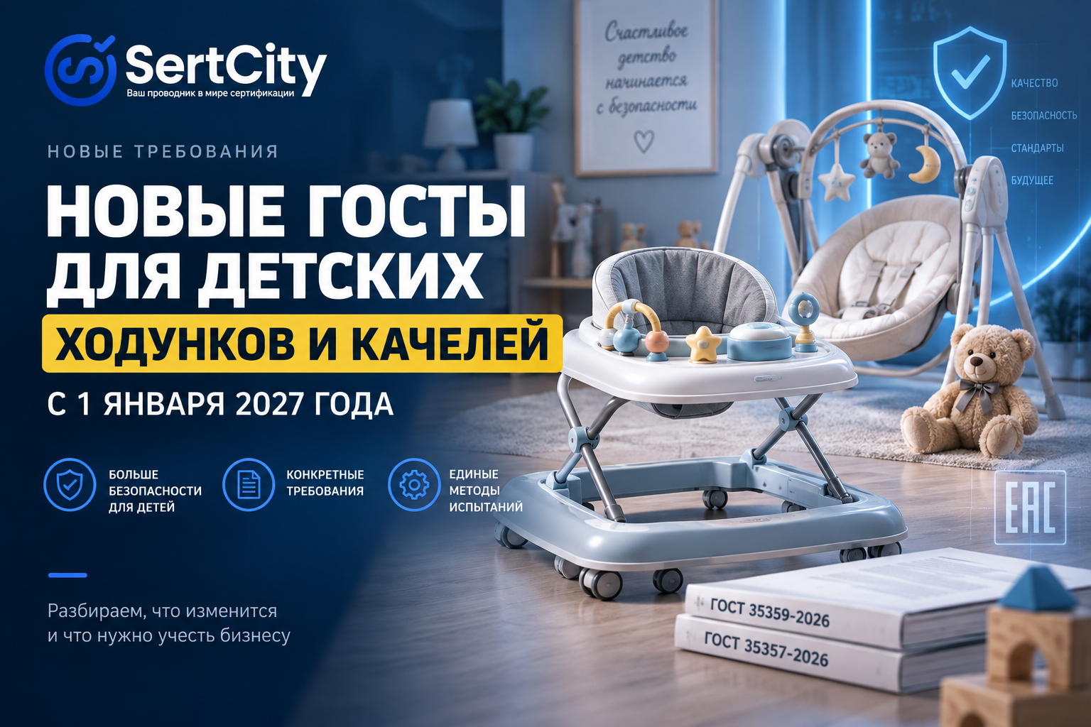 Новые ГОСТы для детских ходунков и качелей с 1 января 2027 года