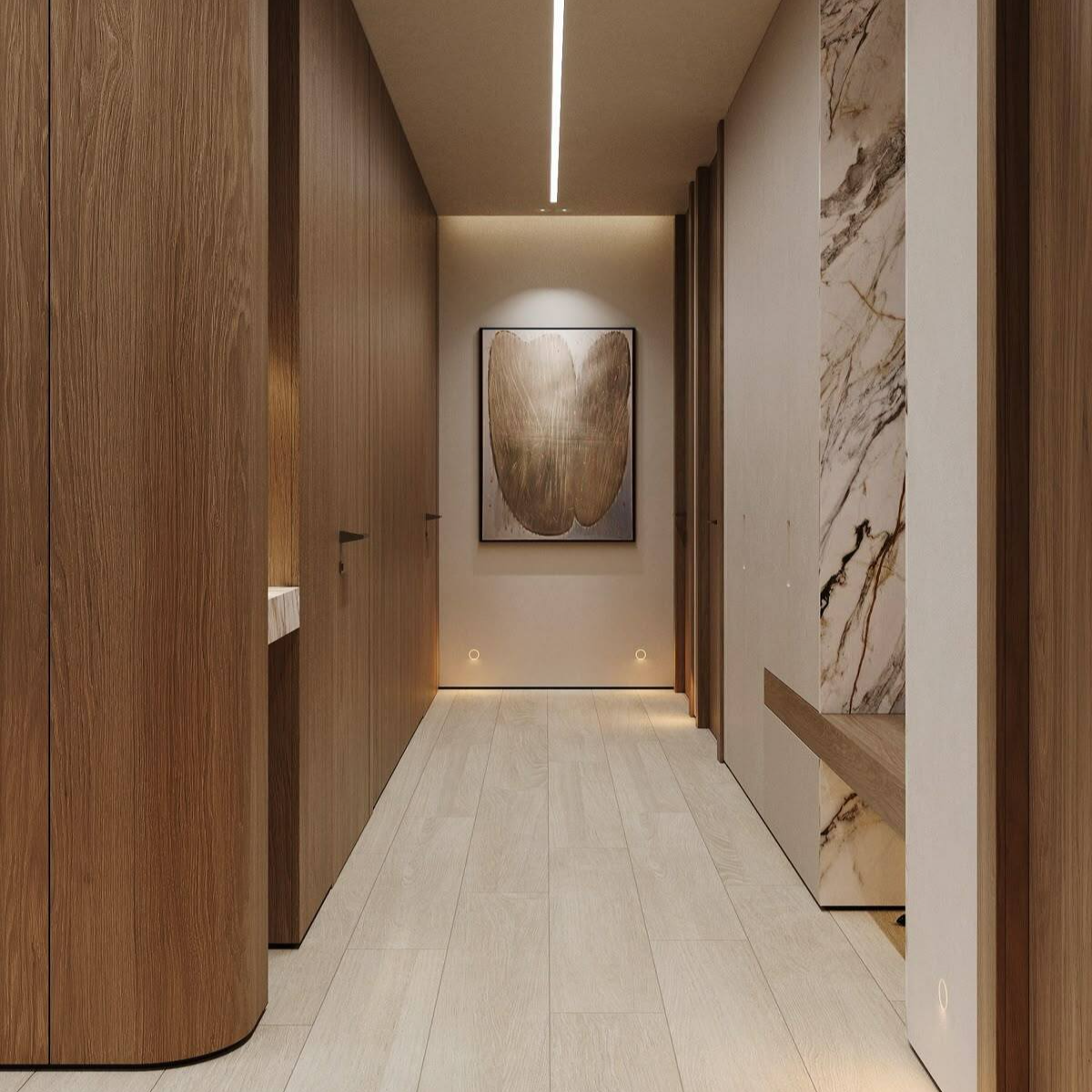 Стеновые бамбуковые панели NEO с выраженной древесной текстурой, пример дизайнерской отделки акцентной стены в современном интерьере, натуральный материал и стильный 3D-эффект.