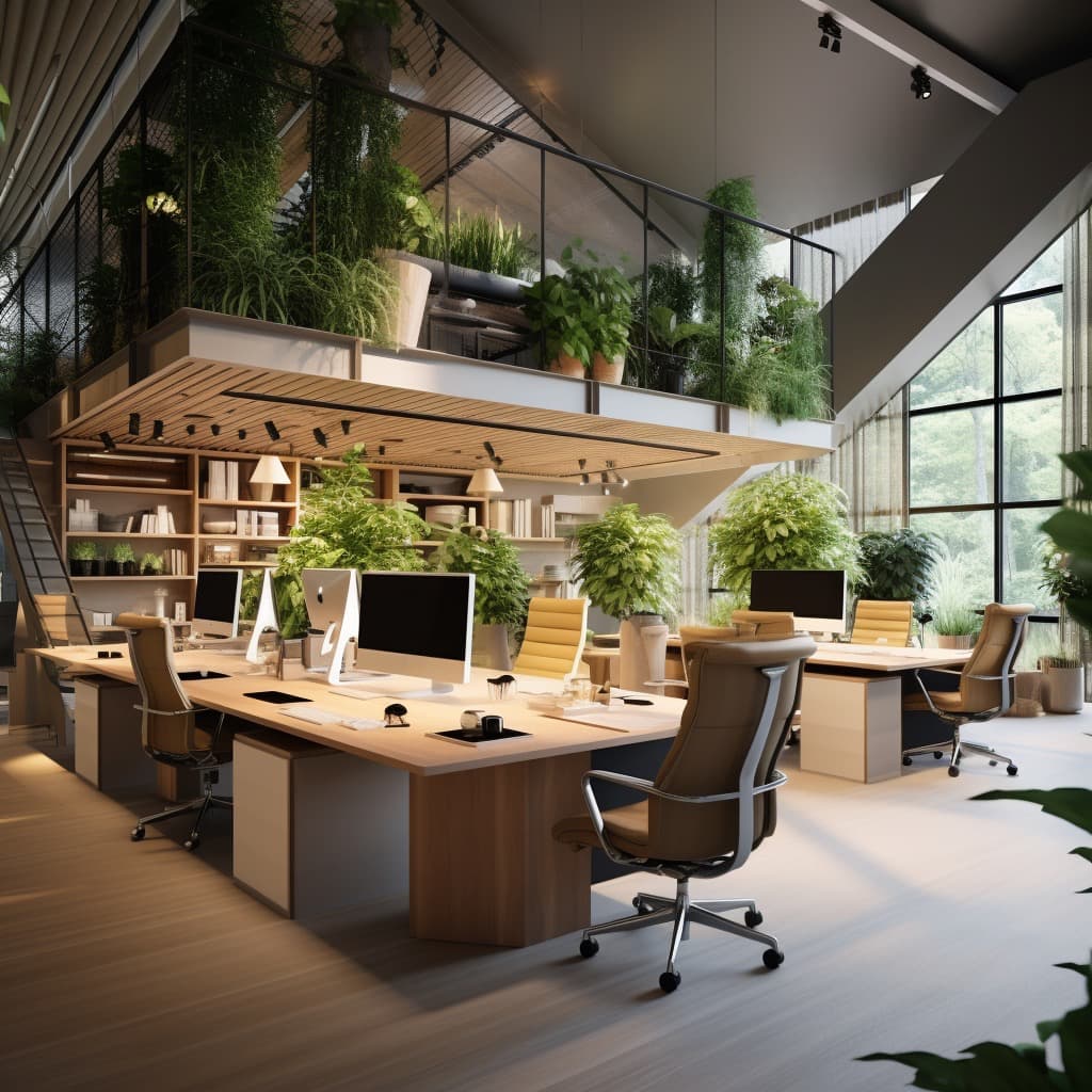 Дизайн офиса с зеленью