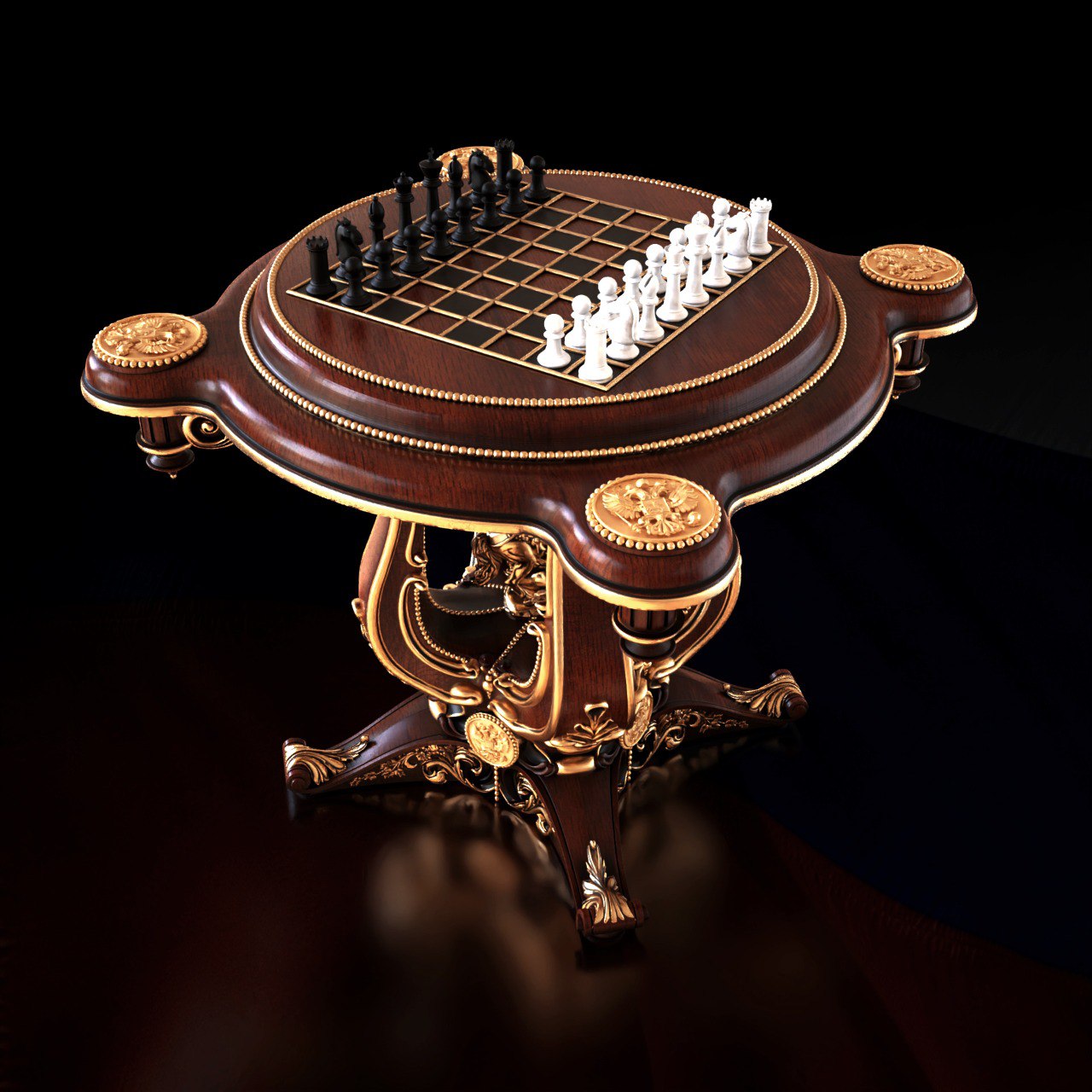 Резной шахматный стол