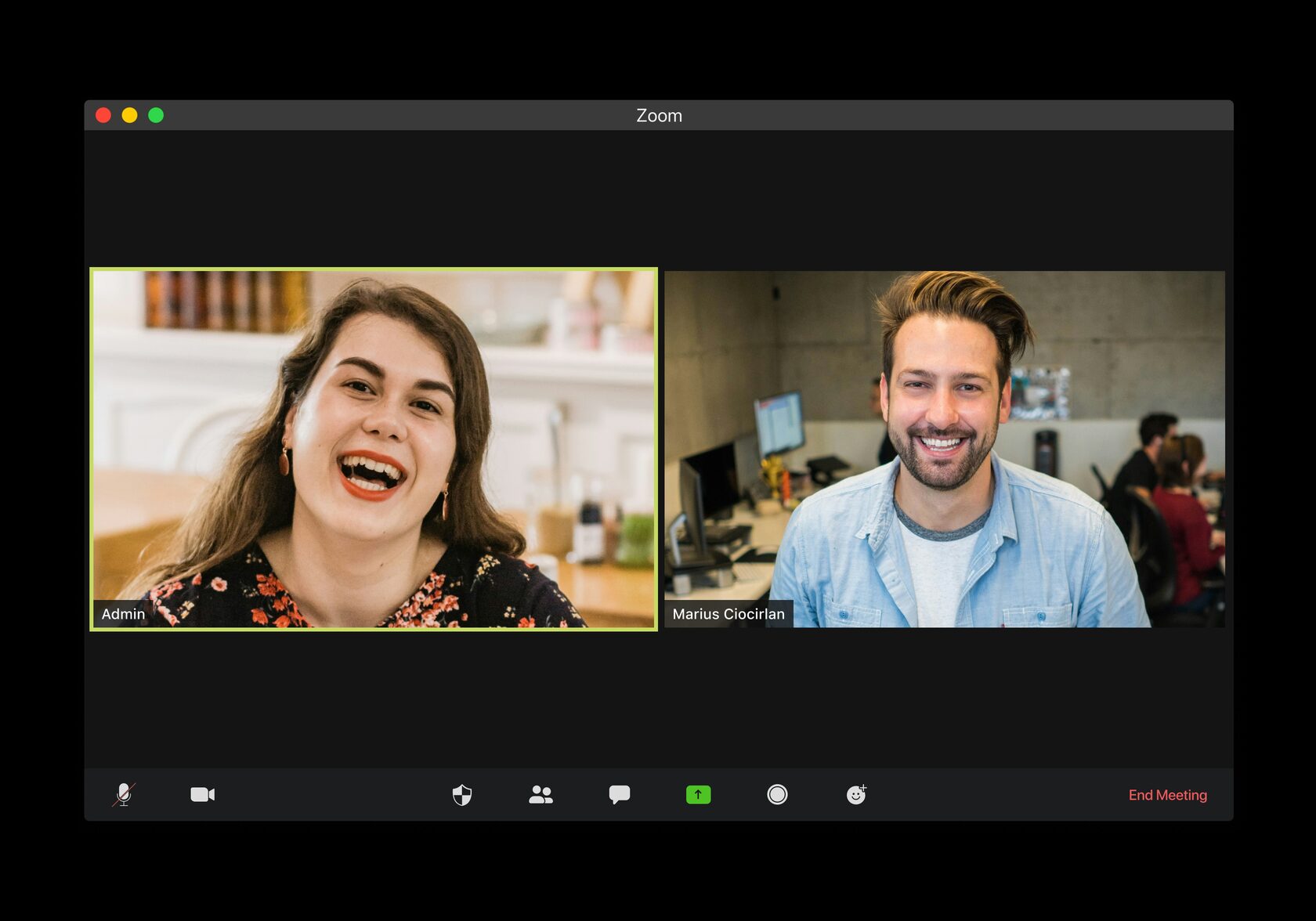 Two people engaged in a video call, chatting happily with each other on their devices.