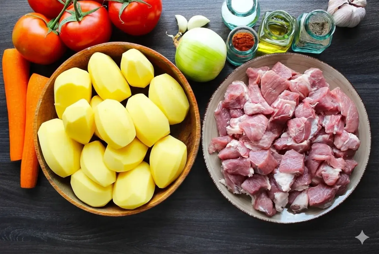 ингредиенты для мяса с картошкой в афганском казане