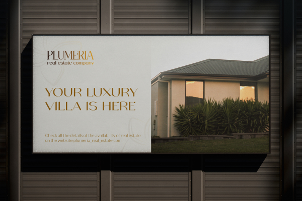 Дизайн баннеров и сувенирной продукции для агентства недвижимости Plumeria