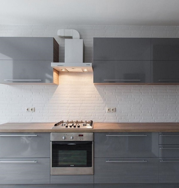 серая прямая кухня